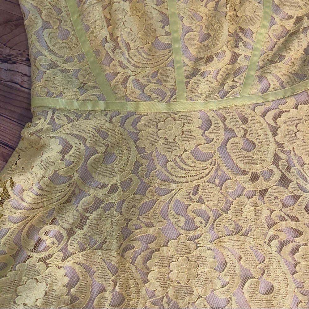 Donna Ricco Yellow Lace Dress Size 8 - Picture 7 of 13